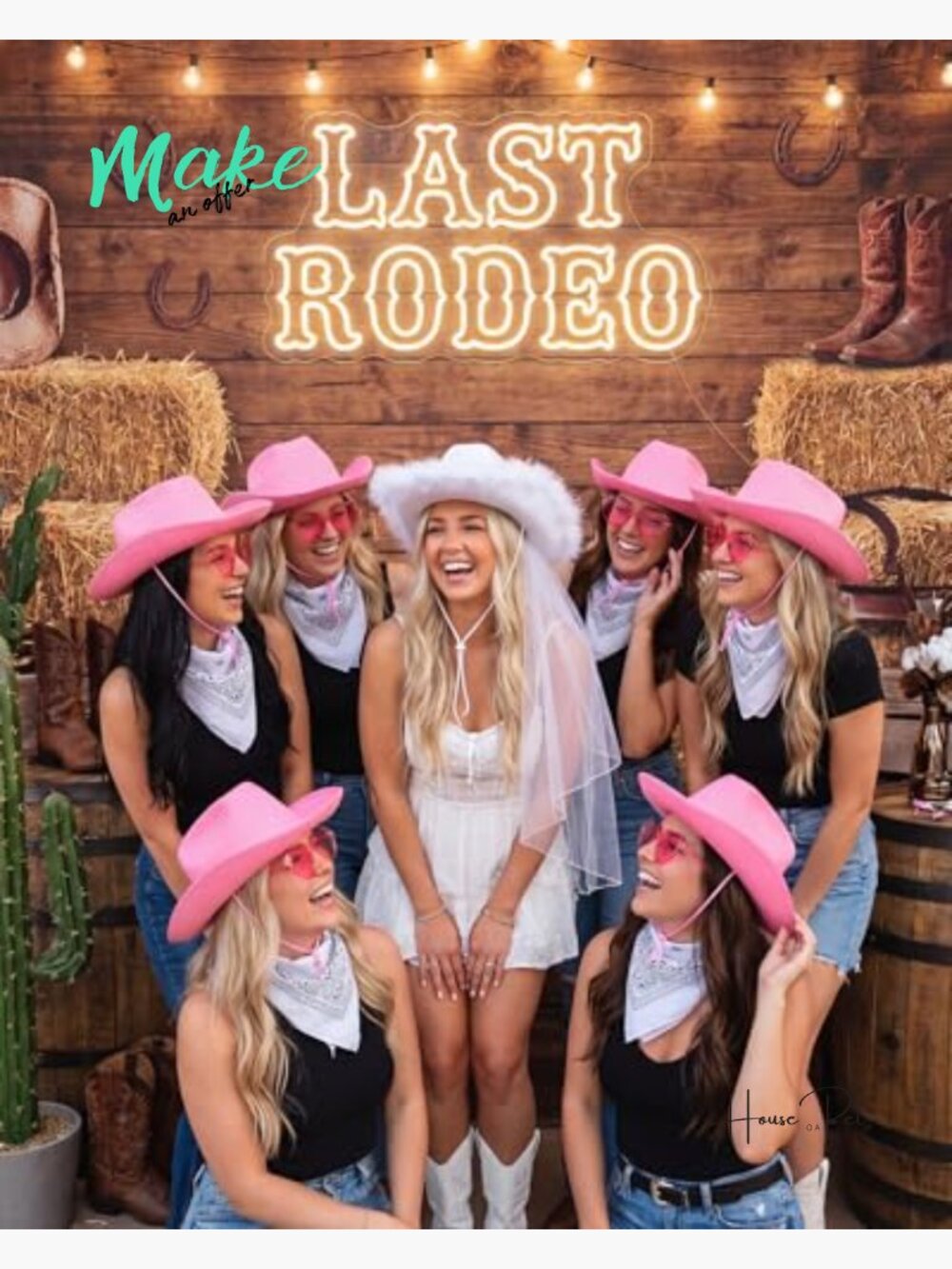 Bachelorette Party Hat Set 18-Piece Bride Cowboy Hat Veil Hats Sunglasses - Picture 4 of 7